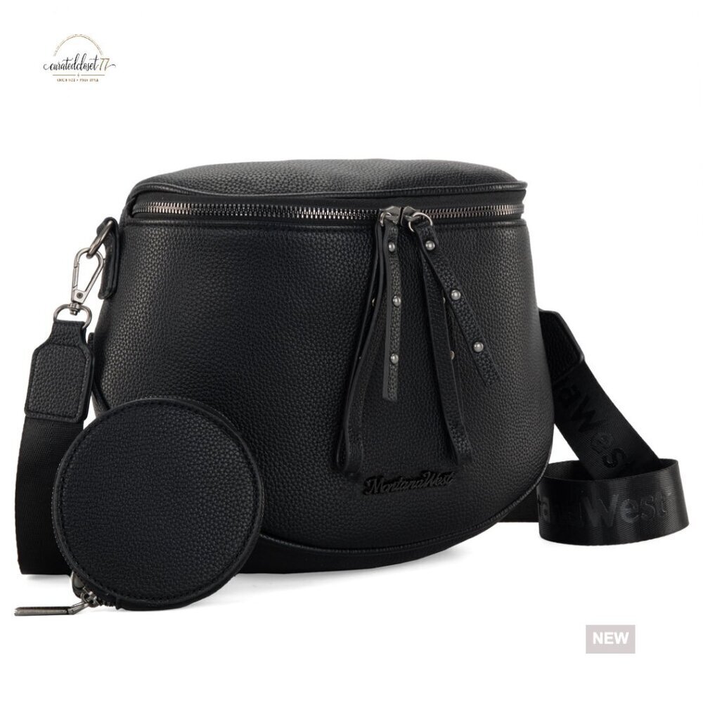 Large Vegan Leather Crossbody Bag with Adjustable Strap and Coin Purse